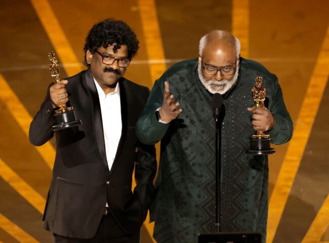 music director keeravani and chandrabose reciveing oscar award